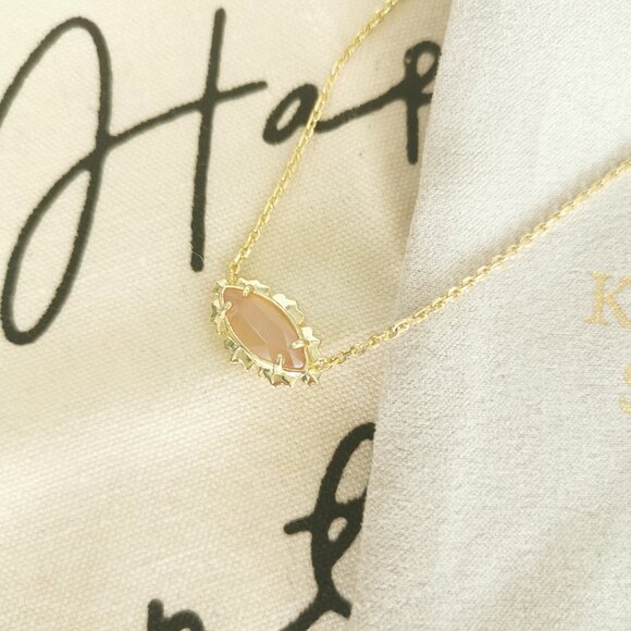 Kendra Scott Jewelry - Kendra Scott Necklace - Genevieve Luster Plated Pink Cat's Eye Glass Gold
